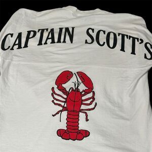 Pennant Men's XL Vintage Lobster Graphic‎ Long Sleeve T-Shirt White